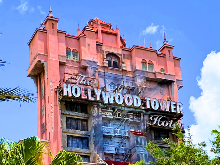 A colorful of Tower of Terror (Hollywood Tower Hotel) in Hollywood Studios, in Walt Disney World