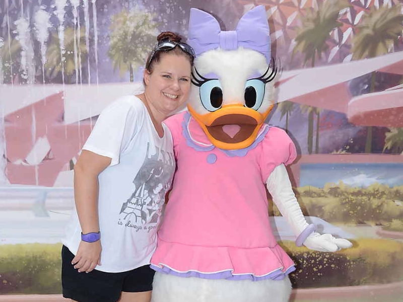 Catherine with Daisy in Epcot in Walt Disney World